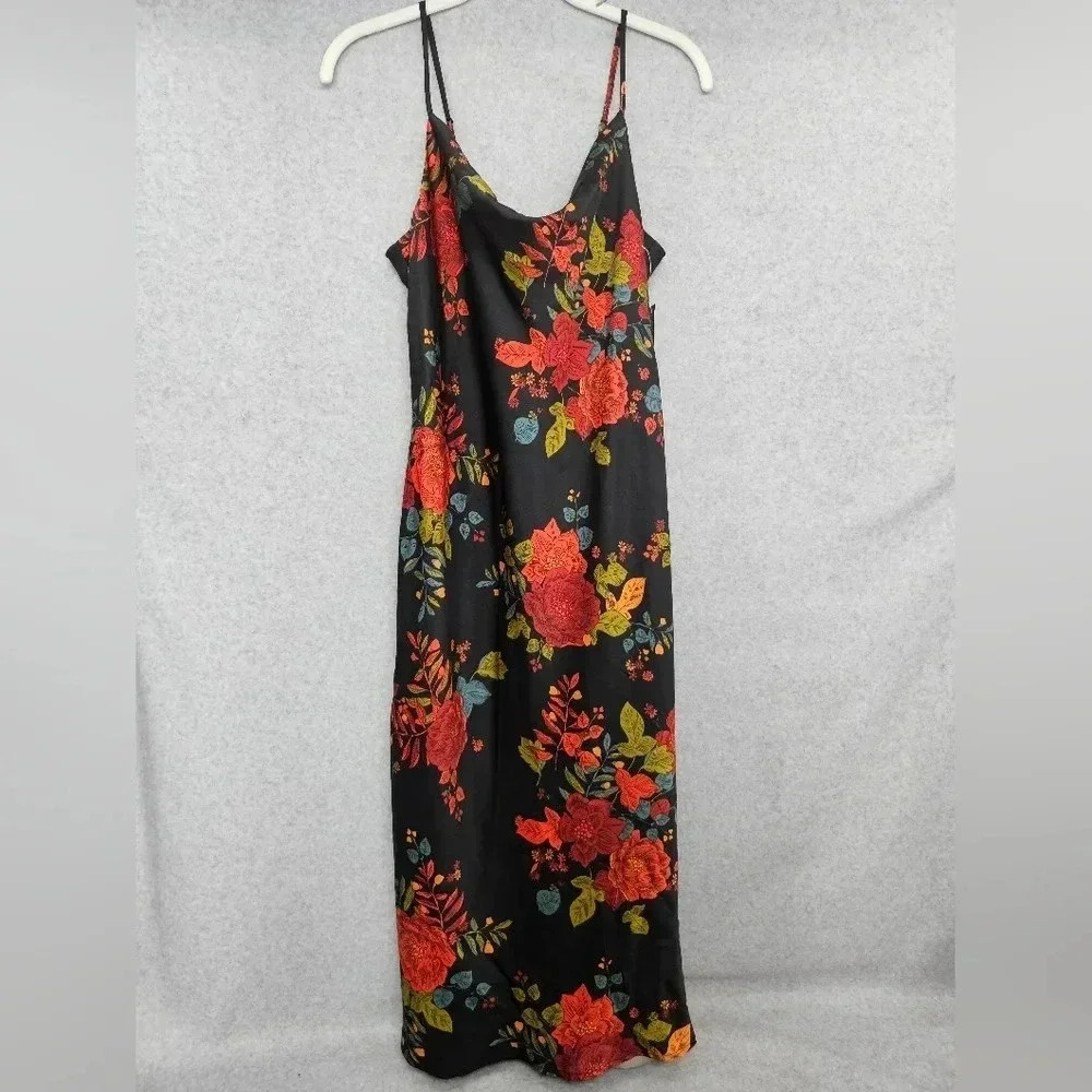 Sara‎ Michelle Cowlneck Satin Floral Dress Women's Size S